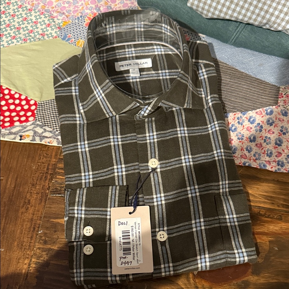 Peter Millar Olive Plaid Men's flannel Shirt